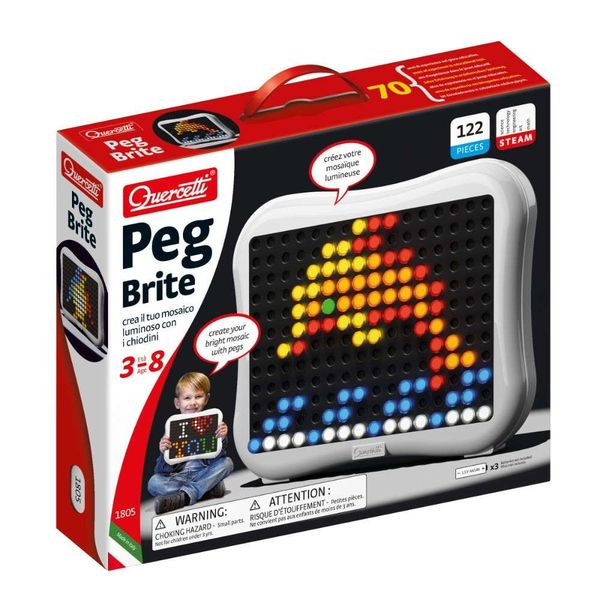 Quercetti - Light Up Peg Board - Illuminated Mosaic Art Activity for Kids