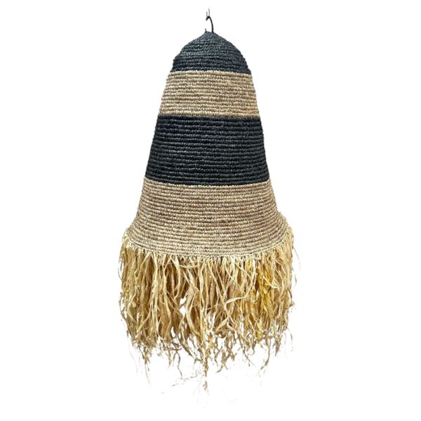 Lampshade Boho Fringe Pendant | Striped Woven Fibre Light Cover