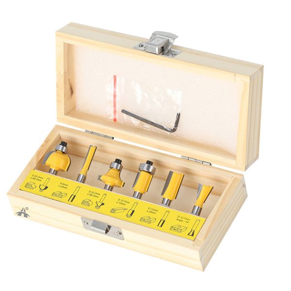 Alanes 6 Piece 1/4 Shank Woodworking Milling Cutter Set Router Bits Set