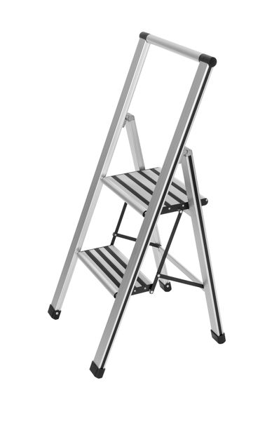 Wenko - Folding Step Ladder Aluminium - Black 2 Steps