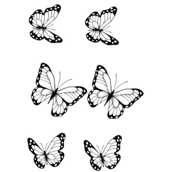 Ethereal Butterfly Elegance Temporary Tattoo Set - Black