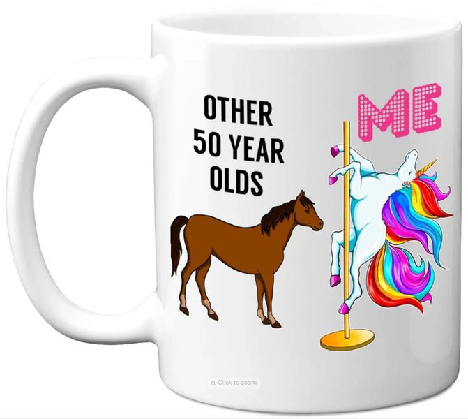 50th Birthday Unicorn Pole Dancing Women Birthday 11oz Premium Coffee Mug