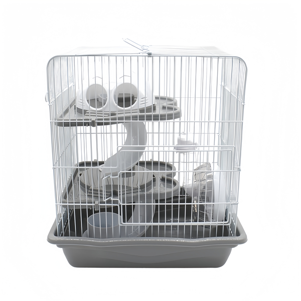 Two-Story Hamster &amp; Mouse Habitat with Exercise Wheel, Slide, and Play Area