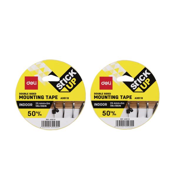 Deli Mounting Tape 25.4mmx5m Foam Tape 2 packs