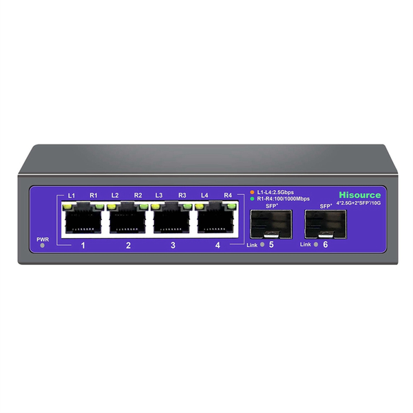 Hisource 2.5Gbps Ethernet Switch 4-Port 2500Mbps Network Switch