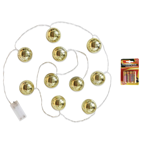 Battery-Operated LED Christmas Baubles with 4 Batteries