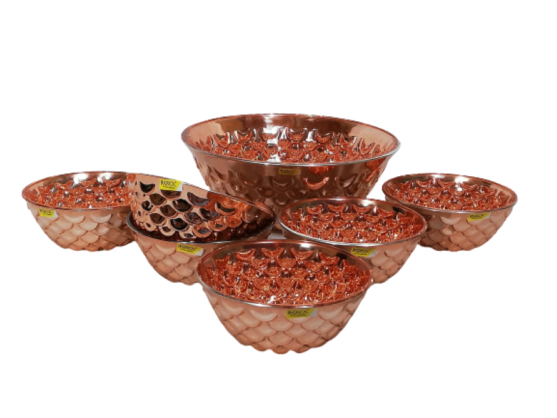 Bowl Set 7 Piece Glass Delma - Copper Roxx