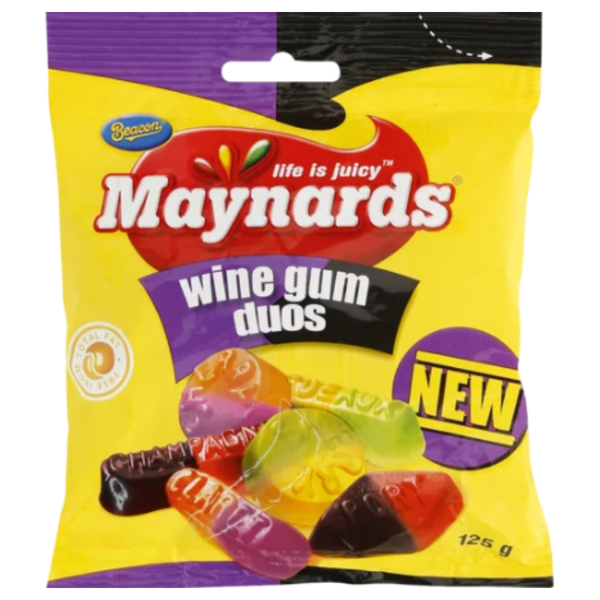 Maynards Wine Gum Duos 125g - 24 Pack
