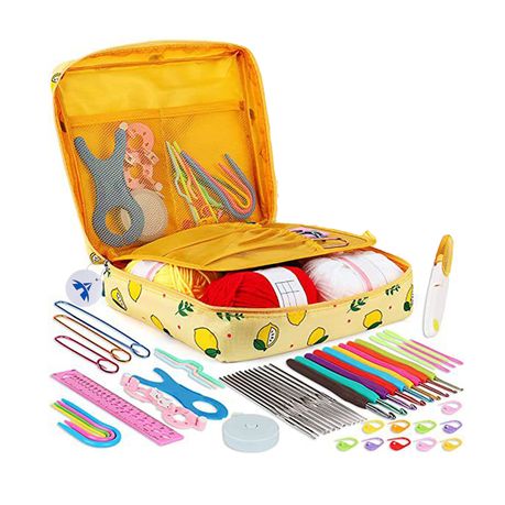 100 Pieces Crochet Kit with Yarn and Knitting Accessories Set,Complete  Knitting Kit for Beginners Include Soft Grip Crochet Hooks,Aluminum Crochet