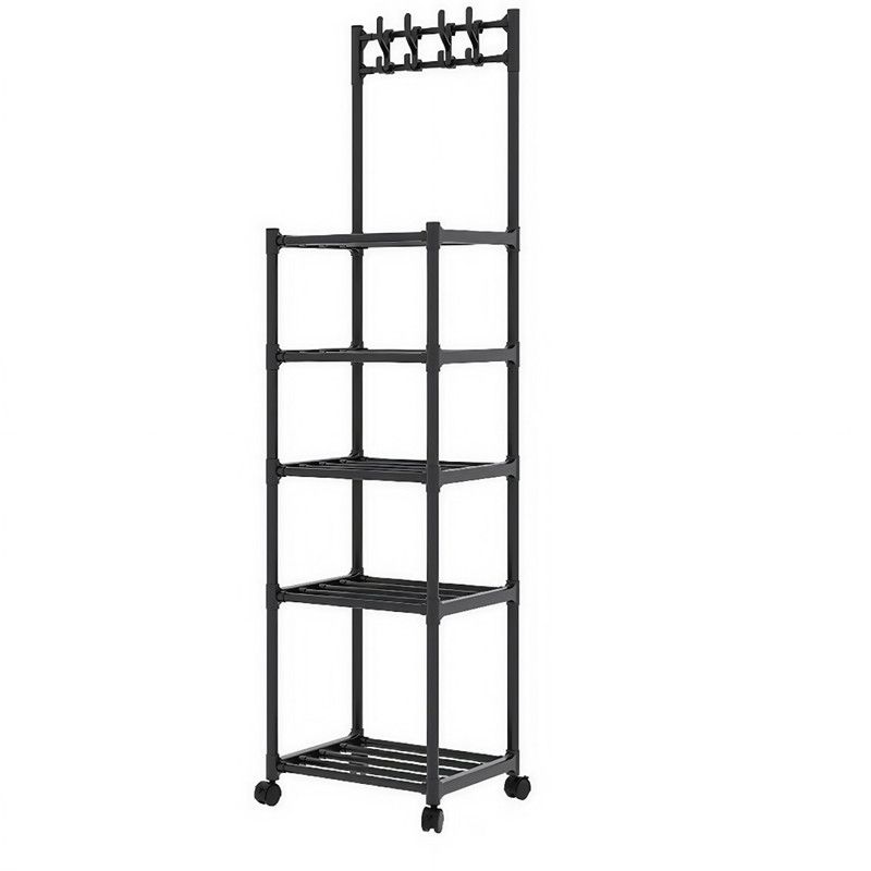 5-Tier Kitchen Storage Cabinet Mobile Organizer Kitchen Shelf - Black