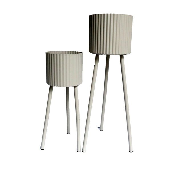 Taupe Flower Pots - 16×16×38cm and 18×18×58cm Planters - Set of 2