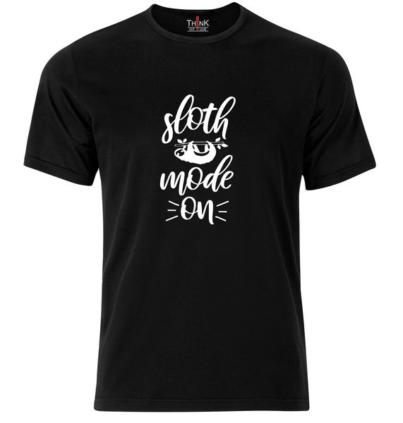 Think Out Loud Mens "Sloth Mode On" Short Sleeve Tshirt Black
