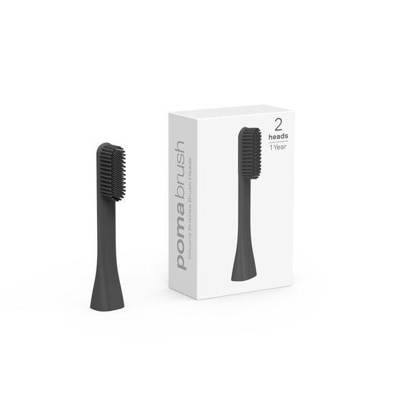 PomaBrush - Silicone Electric Toothbrush Head - Black (Pack of 2)