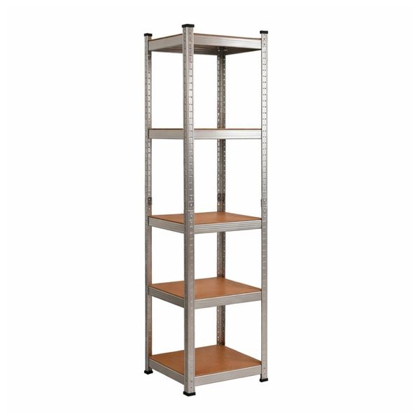 Bragg Heavy-Duty 5-Tier Narrow Industrial Steel Storage Shelves, Silver