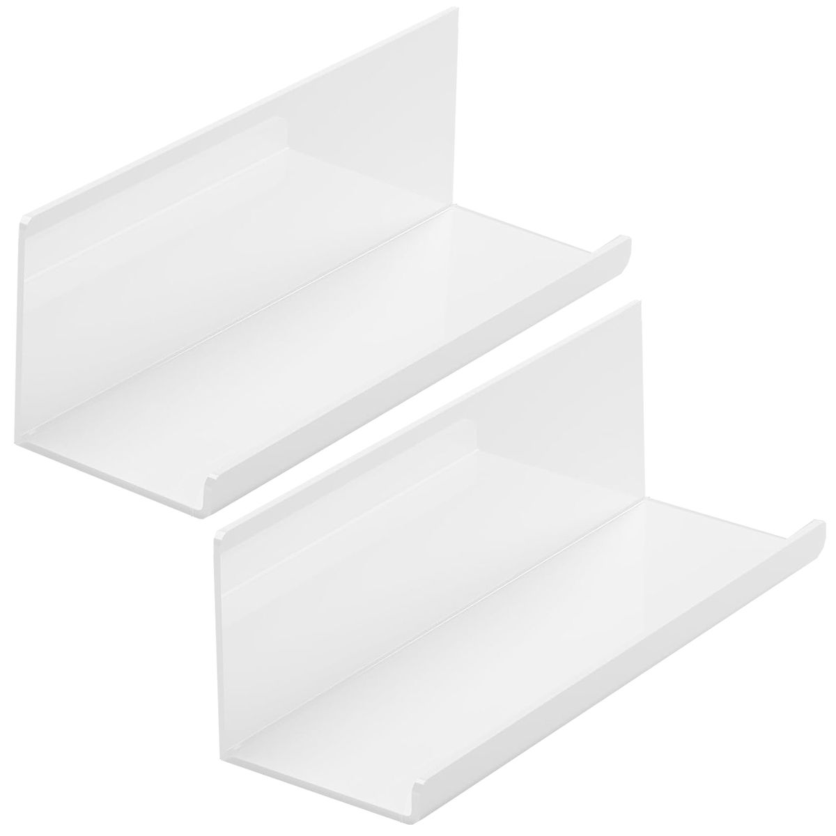 Cart In Mart 2 Pack Adhesive Acrylic Floating Shelves With Lips For Wall No Drill-30cm