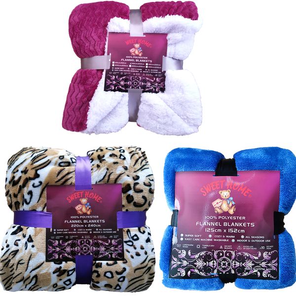 Soft,Warm Flannel Blanket-3 Pieces‘ Value Pack