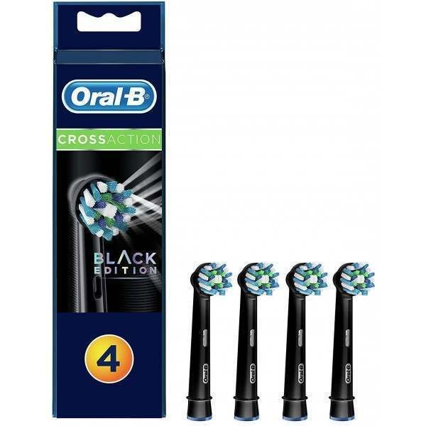 Oral B Cross Action Replacement Toothbrush Heads 4 Pack Black Edition