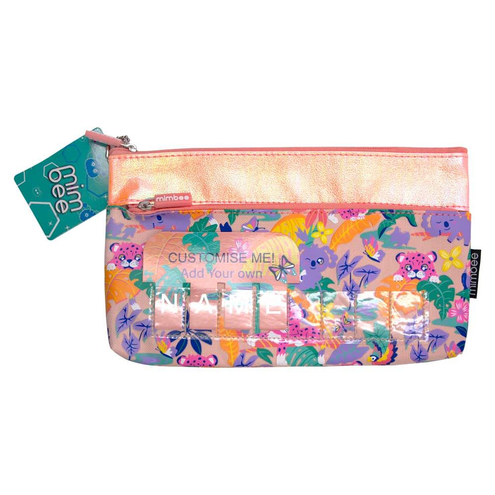 Mimbee Toucan Pencil Case - Iridescent pink and tropical animal print ...