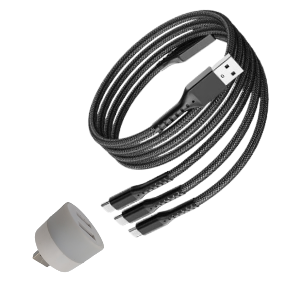 Multi Phone Charger Cable 3 -In-1 Micro- USB Type with Lamp Plug