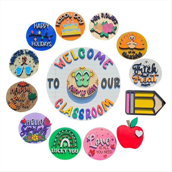 Welcome Doorplate Replaceable Doorplate Wooden Letter Hanging Sign