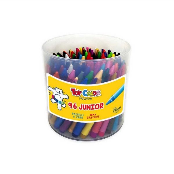 Toy Color - Junior Wax Crayons - Non-Toxic - 96 Pack Jar, 24 Colours, 8mm