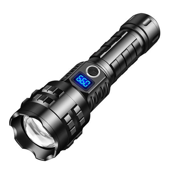 Rechargeable Flashlight with Type-C Fast Charging, 5 Modes, Telescopic Zoom