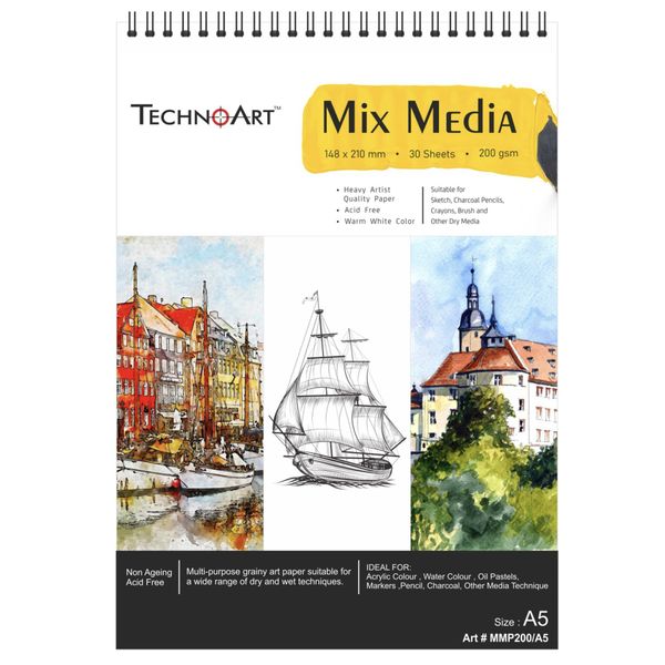 TechnoArt Wiro Mix Media Pad - A5 - 200gsm - 30 Sheets