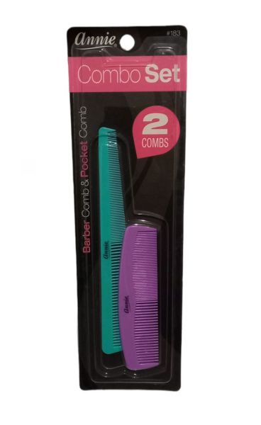 Annie - 2 Piece Comb Set Barber Comb &amp; Pocket Comb - 6 Pack