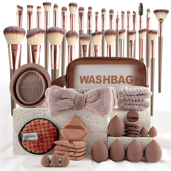 56Pieces Coffee Color Complete Makeup Tool Set For Daily Beauty