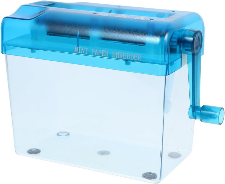 Portable Manual Paper Shredder Blue Household Small Hand Crank Paper