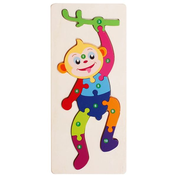 10 Pieces Wooden 3D Monkey Puzzle