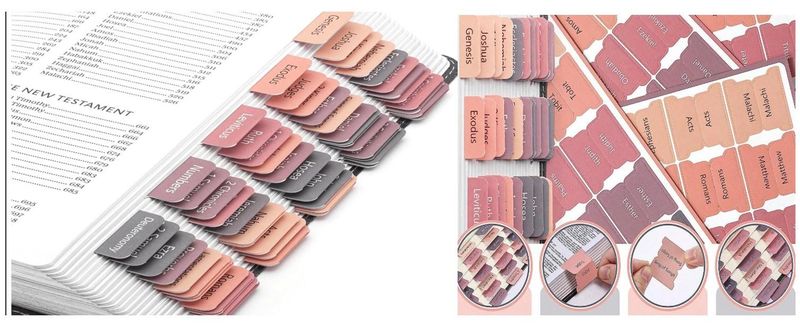 75pcs Colorful Bible Index Tabs Bible Label 73 pre-labeled 2 Blank