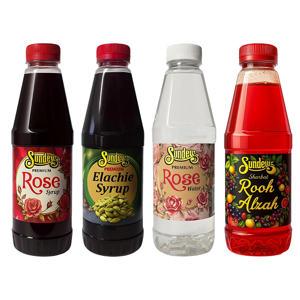 Sundew Premium Syrup &amp; Rose Water Combo Pack - 4 x 750ml