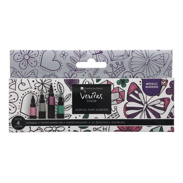 Veritas Four-Piece Metallic Acrylic Marker Set