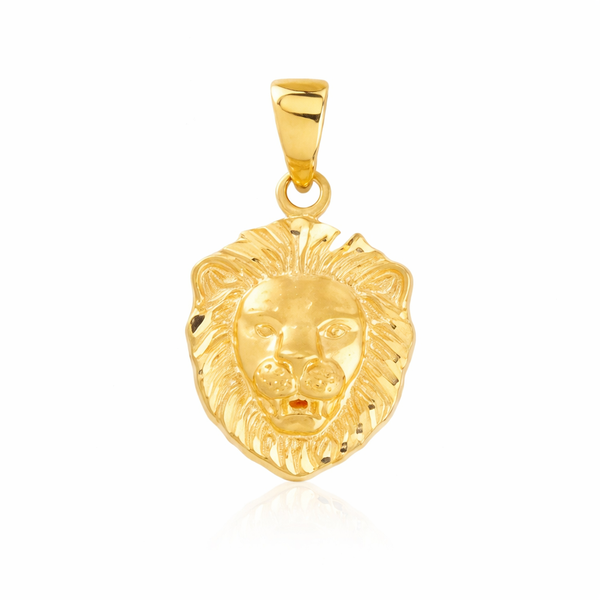Vixen 9ct Yellow Gold Lion Face Pendant - 11.30mm x 16.10mm