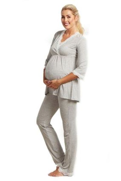 Absolute Maternity Nursing Lace Pyjama Set Melange
