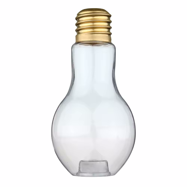 Light Bulb Glass Bottle with Golden Lid - Set Of 6