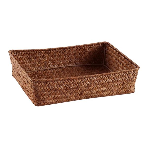 Handwoven Rattan Toiletry Storage Box - Natural Brown