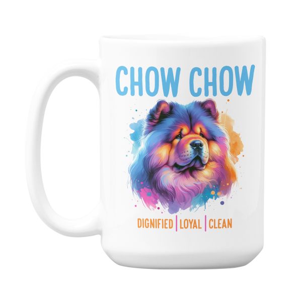 Jumbo Chow Chow Dog Mug - 440ml Colourful Watercolour Design