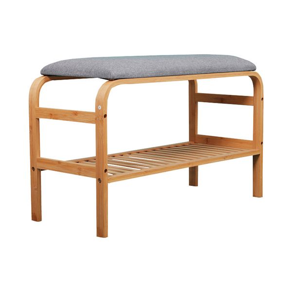 Shoe Storage Bench Wooden Combined Shoe Rack With Soft Seat Cushion