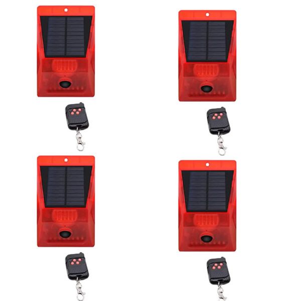 4-Pieces Remote Controller Solar Alarm Door Lamp