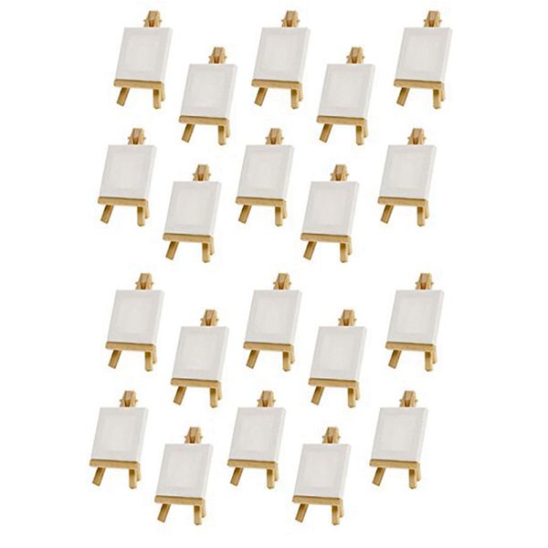 10 Sets Mini Display Easel With Canvas 8X8Cm Small Table Gift