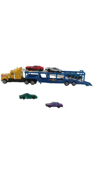 Vintage Die-Cast Truck Transporter and Cars - Red