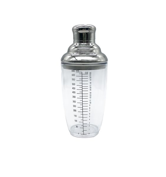 Cocktail Shaker Acrylic with Stainless Steel Lid 650ml