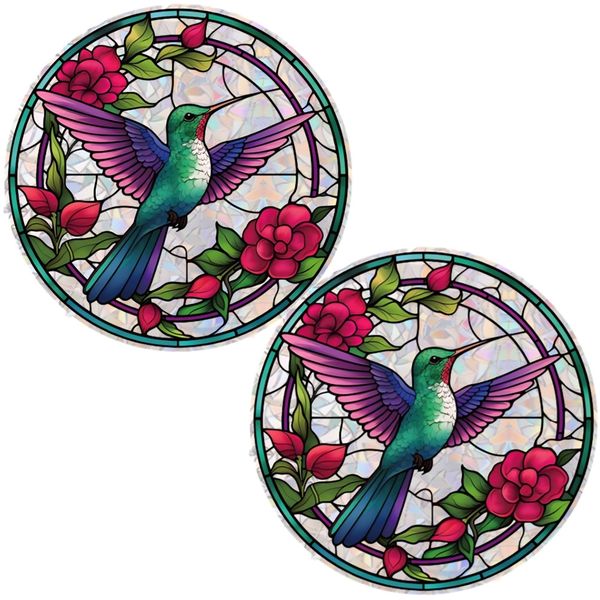 Decor Acrylic Round Stained Glass Style Window Sticker Set of 2 - 29.5cm