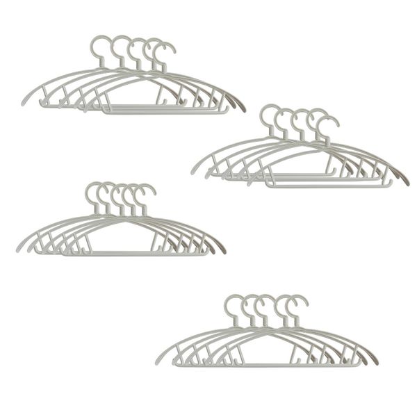 Pack Of 20 Wide-Shoulder Non-Slip Clothing Hangers - Cream
