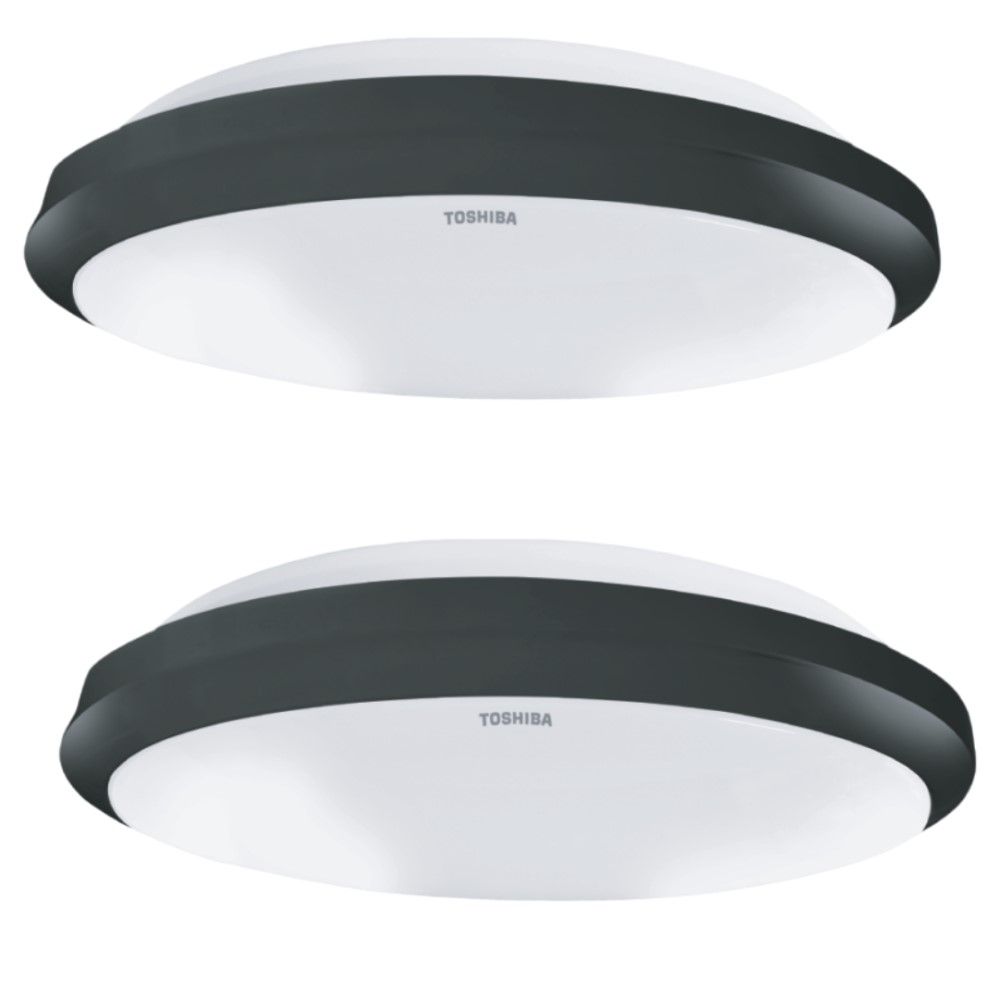 Toshiba Black LED Ceiling Light 16W 3 Color Changing Set of 2