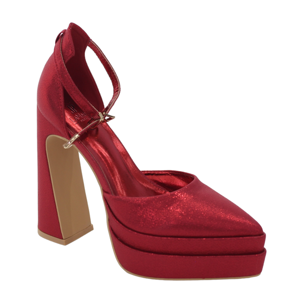 Coney 13.5cm Platform Heel Funky One Band Ankle Strap Pointy - Champagne