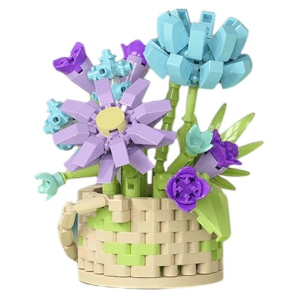 321 Pieces Pastel Flower Basket Building Blocks Set - Purple/Blue