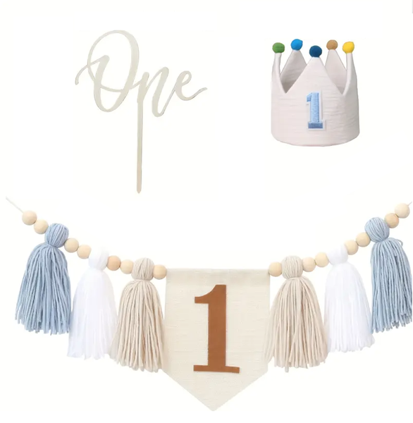 1st Birthday Set - Blue Set of 3